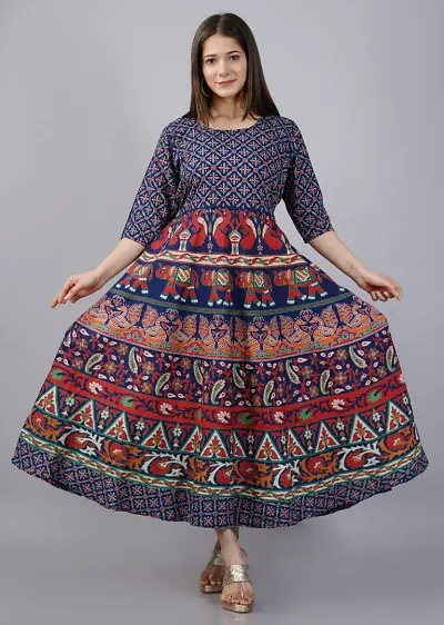 Stylish Anarkali Multicoloured Printed Cotton Kurta