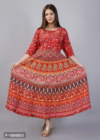 Anarkali Multicoloured Printed Cotton Kurta For Women-thumb0