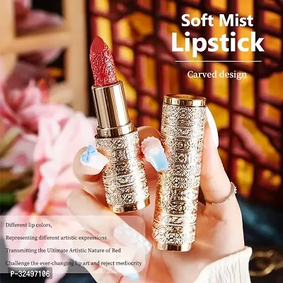 Gold Carved Makeup Lipstick Long Lasting High Pigment Velvet Formula Matte Lipstick Gloss