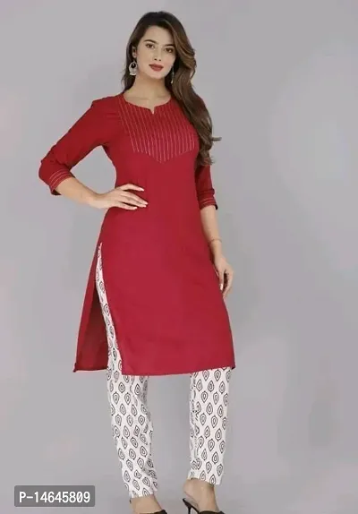 Stylish Fancy Rayon Kurti With Bottom Wear Set For Women
