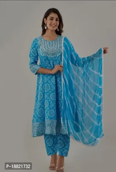 Beautiful Rayon Printed and Embroidery Floral Kurta Bottom with Dupatta