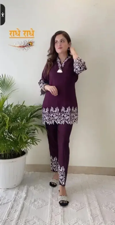 Best Quality Fancy Embroidery Rayon Co-Ord Set For Women