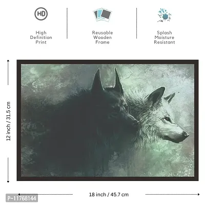 Mad Masters Wolf Framed Painting (Wood, 18 inch x 12 inch, Textured UV Reprint)-thumb2