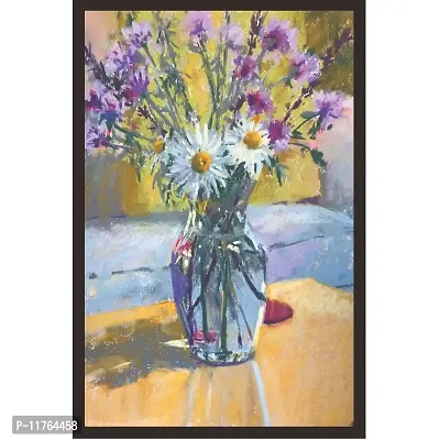 Mad Masters Summer Flowers in Vase 1 Piece Wooden Framed Wall Art Painting