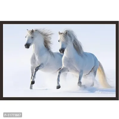 Mad Masters # Canvas Running Horses vastu Painting (UV Textured Print 19x13)-thumb0