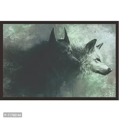 Mad Masters Wolf Framed Painting (Wood, 18 inch x 12 inch, Textured UV Reprint)-thumb0
