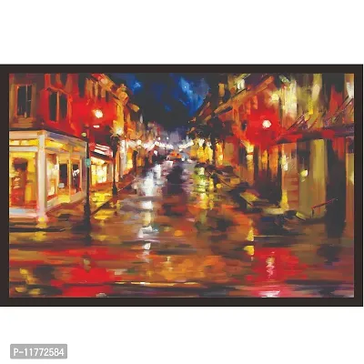 Mad Masters Rainy Night 1 Piece Wooden Framed Painting |Wall Art | Home D?cor | Painting Art | Unique Design | Attractive Frames