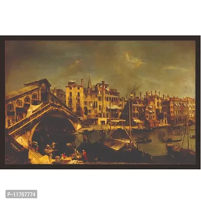 Mad Masters Rialto Bridge in Venice 1 Piece Wooden Framed Painting |Wall Art | Home D?cor | Painting Art | Unique Design | Attractive Frames