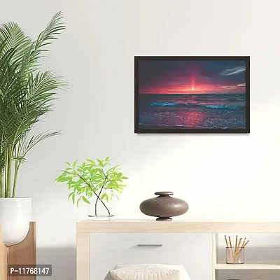 Mad Masters Pinkish Sunset Framed Painting (Wood, 18 inch x 12 inch, Textured UV Reprint)-thumb3