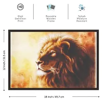 mad masters Beautiful Airbrush Painting of Lion Head with Majesticaly Peaceful Expression Wall Painting with Frame (18 inch x 12 inch, Textured UV Reprint)-thumb1