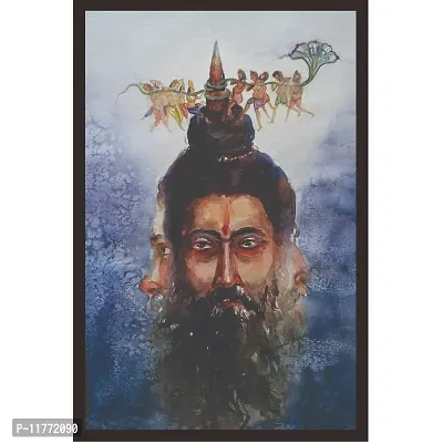 Mad Masters Lord Shiva Art with Samudra Manthan 1 Piece Wooden Framed Painting (18 x 12 inch, Textured UV Reprint)