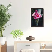 Mad Masters Pink and Yellow Petaled Flower on Red Glass Vase. 1 Piece Wooden Framed Painting |Wall Art | Home D?cor | Painting Art | Unique Design | Attractive Frames-thumb2