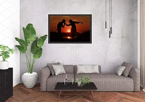 mad masters Sunset Love Romantic Couple Wall Painting for Gift (19 x 13 inch, Special Effect Textured)-thumb2