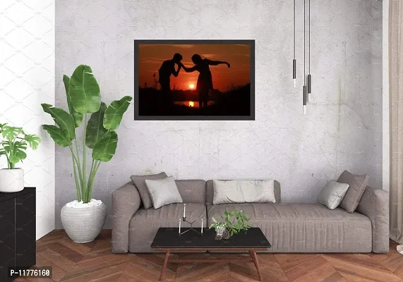 mad masters Sunset Love Romantic Couple Wall Painting for Gift (19 x 13 inch, Special Effect Textured)-thumb3