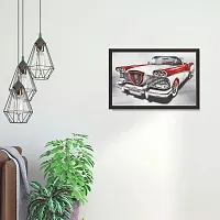 Mad Masters Retro car.Vintage Background Framed Painting (Wood, 18 inch x 12 inch, Textured UV Reprint)-thumb3