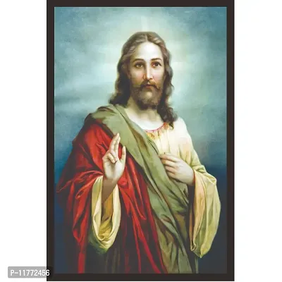 Mad Masters Jesus' Religious Framed Painting Wall Hangings with Frame (Wood, Multicolour, 18 x 12 Inches)