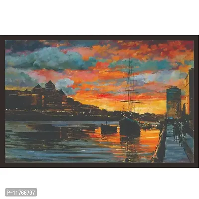 Mad Masters Sea Port 1 Piece Wooden Framed Painting |Wall Art | Home D?cor | Painting Art | Unique Design | Attractive Frames