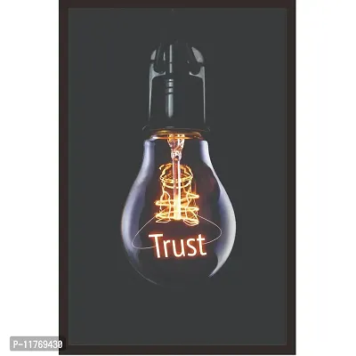 Mad Masters Hanging Lightbulb with Glowing Trust Concept. Framed Painting (Wood, 18 inch x 12 inch, Textured UV Reprint)