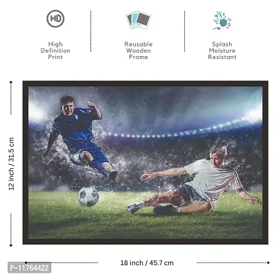 mad masters Soccer Players in Action 1 Piece Wooden Framed Painting |Wall Art | Home D?cor | Painting Art | Unique Design | Attractive Frames-thumb2