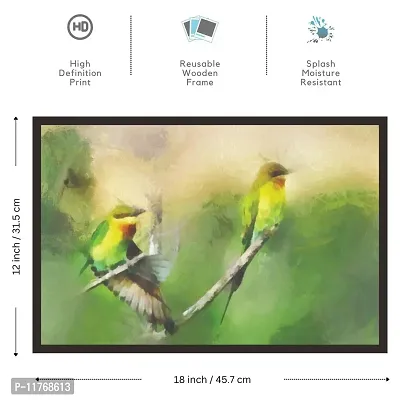 Mad Masters Little Birds 1 Piece Wooden Framed Wall Art Painting for Home Decor-thumb2