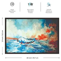Mad Masters Boat Oil Painting with 1 Piece Wooden Frame for Home D?cor-thumb1