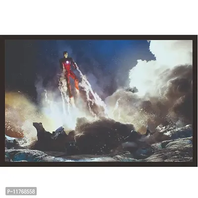 Mad Masters Iron Man in Full Action Art 1 Piece Wooden Framed Painting |Wall Art | Home D?cor | Painting Art | Unique Design | Attractive Frames