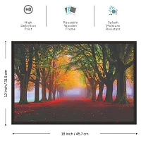 Mad Masters Park Fall Fog Foliage Trees Framed Painting (Wood, 18 inch x 12 inch, Textured UV Reprint)-thumb1