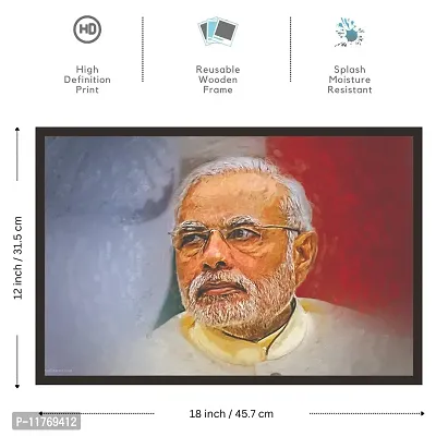 mad masters honourable PM Narendra Modi Wall decorative Painting with Frame (paper, 18 x 12-inches, Multicolour)-thumb2