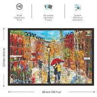 Mad Masters Rainy Street Art 1 Piece Wooden Framed Painting |Wall Art | Home D?cor | Painting Art | Unique Design | Attractive Frames-thumb1