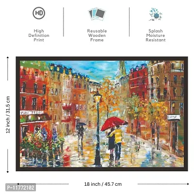 Mad Masters Rainy Street Art 1 Piece Wooden Framed Painting |Wall Art | Home D?cor | Painting Art | Unique Design | Attractive Frames-thumb2