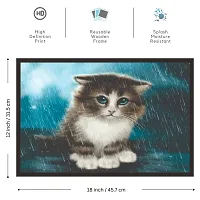 Mad Masters The Cute inncoent cat 1 Piece Wooden Framed Painting |Wall Art | Home D?cor | Painting Art | Unique Design | Attractive Frames-thumb1