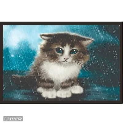 Mad Masters The Cute inncoent cat 1 Piece Wooden Framed Painting |Wall Art | Home D?cor | Painting Art | Unique Design | Attractive Frames