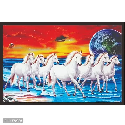 Mad Masters # Canvas Seven Running Horses vastu Painting (UV Textured Print 19x13)-thumb0