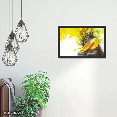 mad masters Sitting Buddha in Blurred Natural Background 1 Piece Wooden Framed Wall Art Painting-thumb4