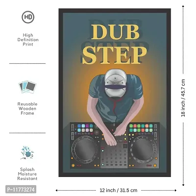 Mad Masters Dubstep Dj top View, DJ Playing musics controler Stand Framed Painting (Wood, 18 inch x 12 inch, Textured UV Reprint)-thumb2