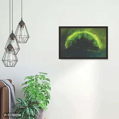 Mad Masters Abstract Art of Green Peacock Decorative Wall Painting with 1 Piece Wooden Frame-thumb4