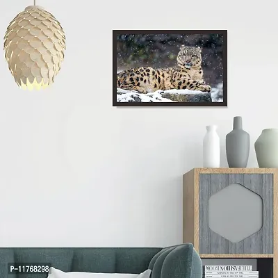 Mad Masters Snow Leopard. 1 Piece Wooden Framed Painting |Wall Art | Home D?cor | Painting Art | Unique Design | Attractive Frames-thumb5