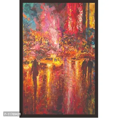 Mad Masters Rainy Day Painting Framed Painting (Wood, 18 inch x 12 inch, Textured UV Reprint)