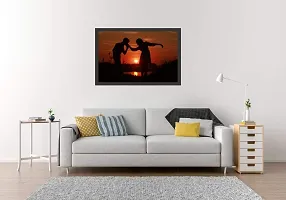 mad masters Sunset Love Romantic Couple Wall Painting for Gift (19 x 13 inch, Special Effect Textured)-thumb1