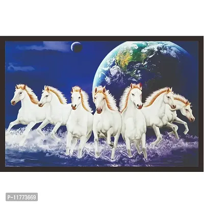Mad Masters Canvas 7 Running Horses Vastu Painting (UV Textured Print, 19 x 13 inch)