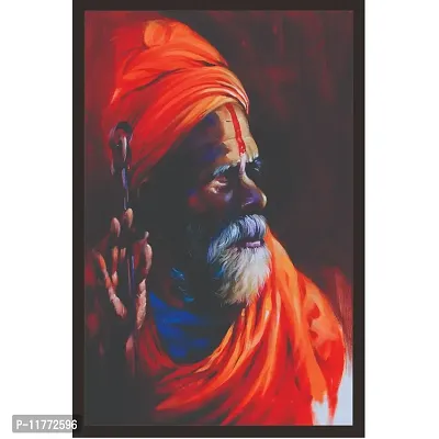 Mad Masters Sadhu Bawa 1 Piece Wooden Framed Painting |Wall Art | Home D?cor | Painting Art | Unique Design | Attractive Frames