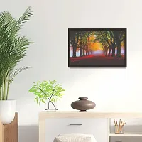 Mad Masters Park Fall Fog Foliage Trees Framed Painting (Wood, 18 inch x 12 inch, Textured UV Reprint)-thumb2