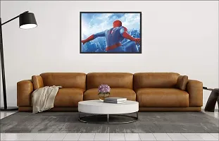 Mad Masters UV Print Spiderman Painting with Frame (20 x 14 Inch)-thumb1