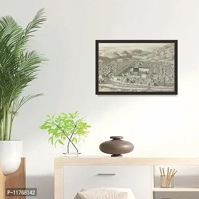 Mad Masters Handmade Drawing of Holy Kaba in Mecca 1 Piece Wooden Framed Painting -18 x 12-thumb3