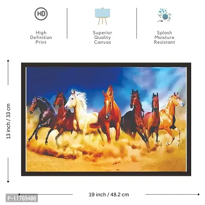 Mad Masters # Canvas Seven Running Horses vastu Painting (UV Textured Print 19x13)-thumb2