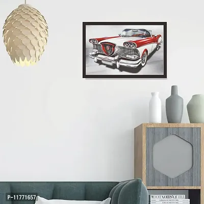 Mad Masters Retro car.Vintage Background Framed Painting (Wood, 18 inch x 12 inch, Textured UV Reprint)-thumb5