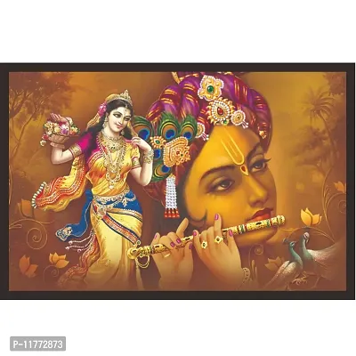 Mad Masters Radha Krishna Framed Painting (Wood 19 x 13 Inches)