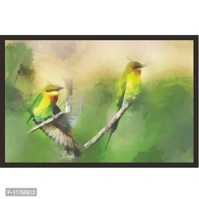 Mad Masters Little Birds 1 Piece Wooden Framed Wall Art Painting for Home Decor-thumb0