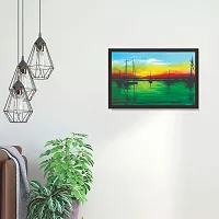 Mad Masters Beautiful Sunset with Boats 1 Piece Wooden Framed Wall Art Painting for Home D?cor-thumb3