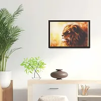 mad masters Beautiful Airbrush Painting of Lion Head with Majesticaly Peaceful Expression Wall Painting with Frame (18 inch x 12 inch, Textured UV Reprint)-thumb2